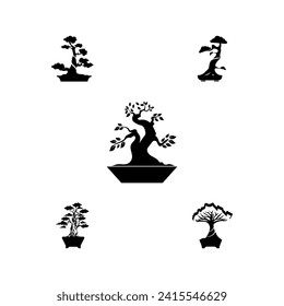 set of bonsai logo vector