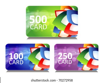 set of bonus and gift cards with glowing background