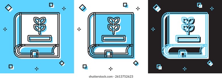 Set Book about seeds icon isolated on blue and white, black background.  Vector