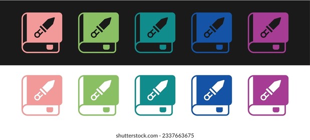 Establece el icono de un arma aislado en fondo blanco y negro. Un pequeño arma de fuego. Catálogo de armas.  Vector