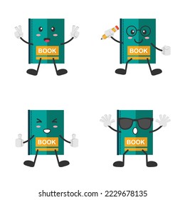 Set book cartoon icon vector illustration