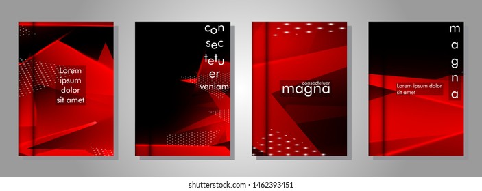 set the book cover the background of the light Triangle. Abstract composition of 3D triangles. Modern geometric red backgrounds isolated black