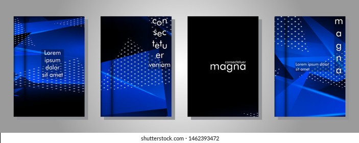 set the book cover the background of the light Triangle. Abstract composition of 3D triangles. Modern geometric blue backgrounds isolated black