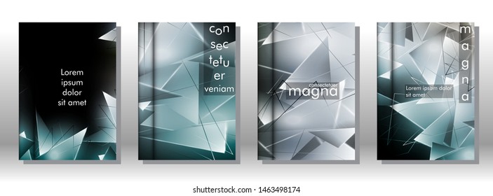 set the book cover the background of the light Triangle. Abstract composition of 3D triangles. Modern geometric backgrounds isolated black