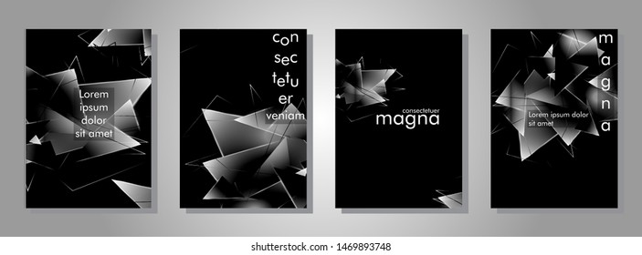 set the book cover the background of the light Triangle. Abstract composition of 3D triangles. Modern geometric black background