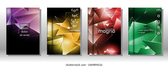 set the book cover the background of the light Triangle. Abstract composition of 3D triangles. Modern geometric backgrounds isolated black