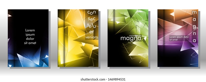 set the book cover the background of the light Triangle. Abstract composition of 3D triangles. Modern geometric backgrounds isolated black