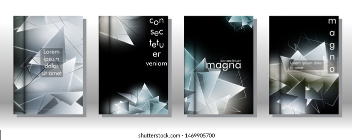 set the book cover the background of the light Triangle. Abstract composition of 3D triangles. Modern geometric backgrounds isolated black