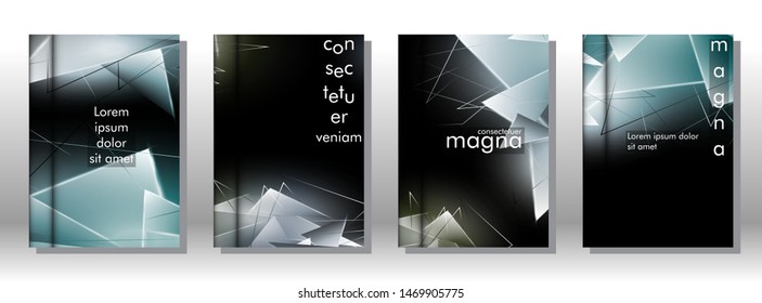 set the book cover the background of the light Triangle. Abstract composition of 3D triangles. Modern geometric backgrounds isolated black