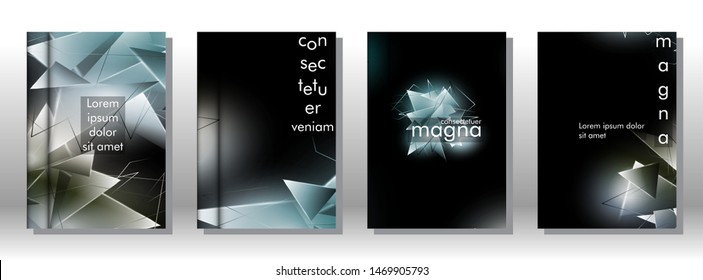 set the book cover the background of the light Triangle. Abstract composition of 3D triangles. Modern geometric backgrounds isolated black