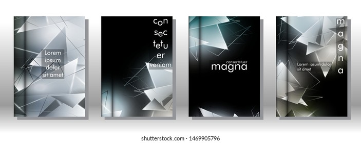 set the book cover the background of the light Triangle. Abstract composition of 3D triangles. Modern geometric backgrounds isolated black