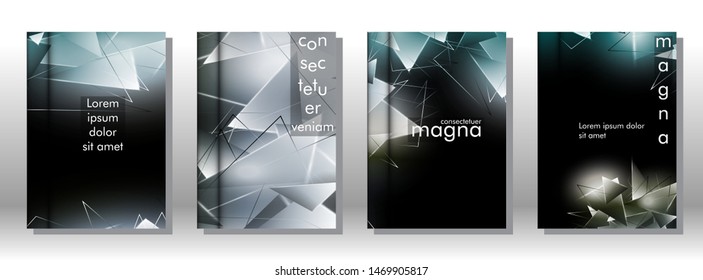 set the book cover the background of the light Triangle. Abstract composition of 3D triangles. Modern geometric backgrounds isolated black