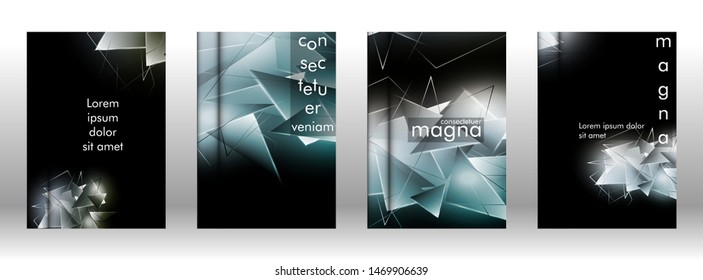 set the book cover the background of the light Triangle. Abstract composition of 3D triangles. Modern geometric backgrounds isolated black