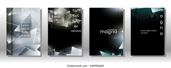 set the book cover the background of the light Triangle. Abstract composition of 3D triangles. Modern geometric backgrounds isolated black