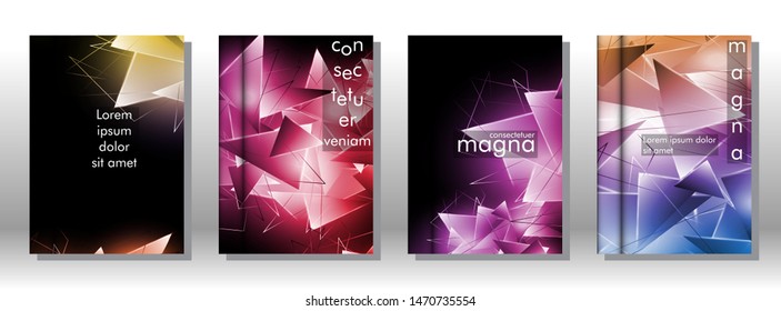 set the book cover the background of the light Triangle. Abstract composition of 3D triangles. Modern geometric backgrounds isolated black