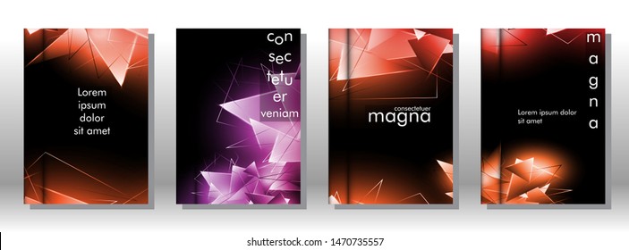 set the book cover the background of the light Triangle. Abstract composition of 3D triangles. Modern geometric backgrounds isolated black