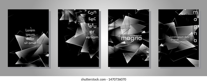 set the book cover the background of the light Triangle. Abstract composition of 3D triangles. Modern geometric black background