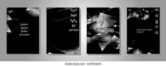 set the book cover the background of the light Triangle. Abstract composition of 3D triangles. Modern geometric black background