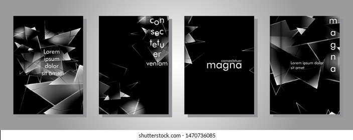 set the book cover the background of the light Triangle. Abstract composition of 3D triangles. Modern geometric black background