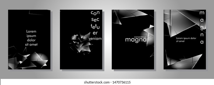 set the book cover the background of the light Triangle. Abstract composition of 3D triangles. Modern geometric black background
