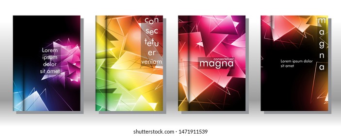 set the book cover the background of the light Triangle. Abstract composition of 3D triangles. Modern geometric backgrounds isolated black
