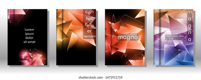 set the book cover the background of the light Triangle. Abstract composition of 3D triangles. Modern geometric backgrounds isolated black
