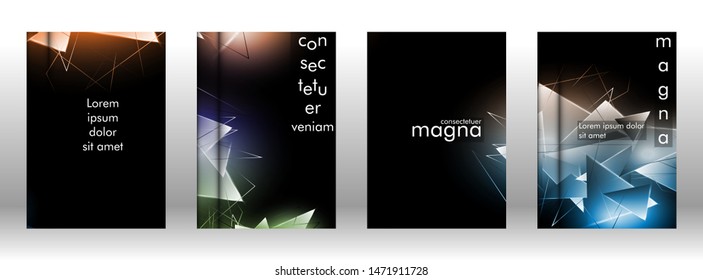 set the book cover the background of the light Triangle. Abstract composition of 3D triangles. Modern geometric backgrounds isolated black