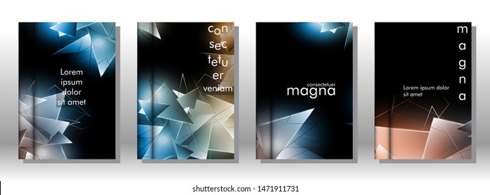 set the book cover the background of the light Triangle. Abstract composition of 3D triangles. Modern geometric backgrounds isolated black