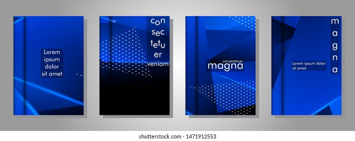 set the book cover the background of the light Triangle. Abstract composition of 3D triangles. Modern geometric blue backgrounds isolated black
