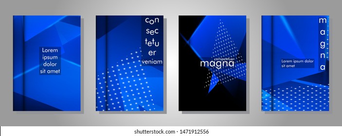 set the book cover the background of the light Triangle. Abstract composition of 3D triangles. Modern geometric blue backgrounds isolated black