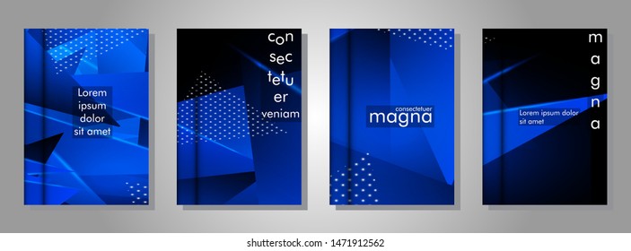set the book cover the background of the light Triangle. Abstract composition of 3D triangles. Modern geometric blue backgrounds isolated black