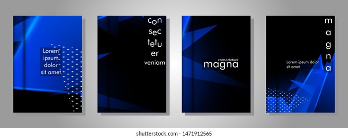 set the book cover the background of the light Triangle. Abstract composition of 3D triangles. Modern geometric blue backgrounds isolated black