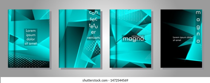 set the book cover the background of the light Triangle. Abstract composition of 3D triangles. Modern geometric blue backgrounds isolated black