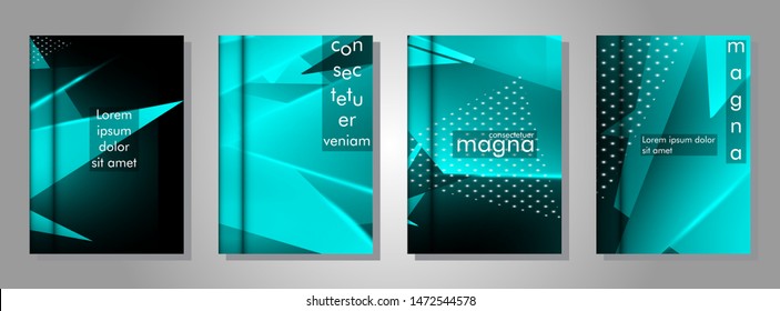 set the book cover the background of the light Triangle. Abstract composition of 3D triangles. Modern geometric blue backgrounds isolated black