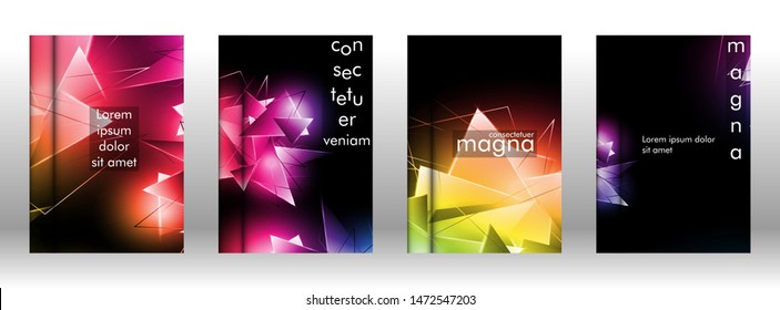 set the book cover the background of the light Triangle. Abstract composition of 3D triangles. Modern geometric backgrounds isolated black