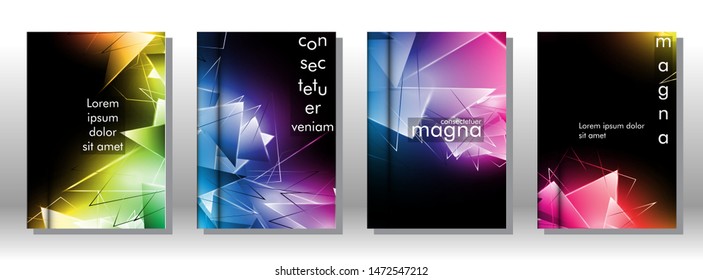 set the book cover the background of the light Triangle. Abstract composition of 3D triangles. Modern geometric backgrounds isolated black