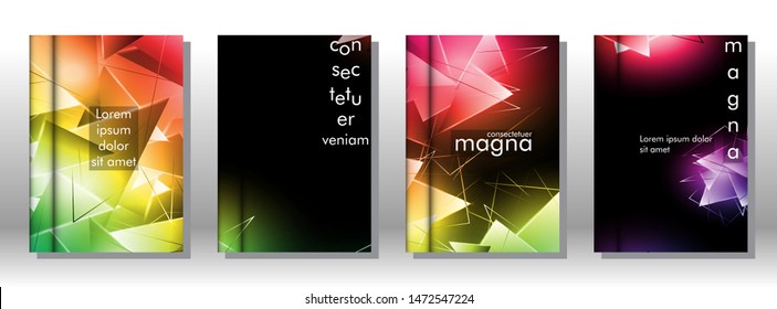 set the book cover the background of the light Triangle. Abstract composition of 3D triangles. Modern geometric backgrounds isolated black