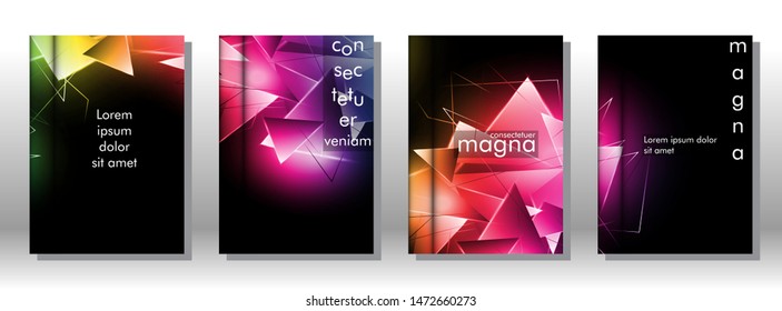 set the book cover the background of the light Triangle. Abstract composition of 3D triangles. Modern geometric backgrounds isolated black