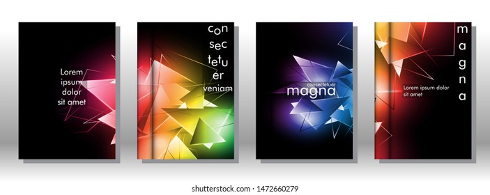set the book cover the background of the light Triangle. Abstract composition of 3D triangles. Modern geometric backgrounds isolated black