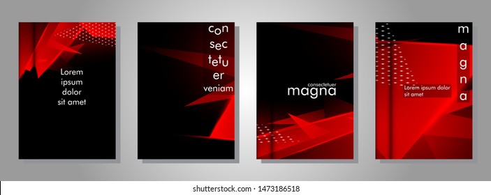 set the book cover the background of the light Triangle. Abstract composition of 3D triangles. Modern geometric red backgrounds isolated black