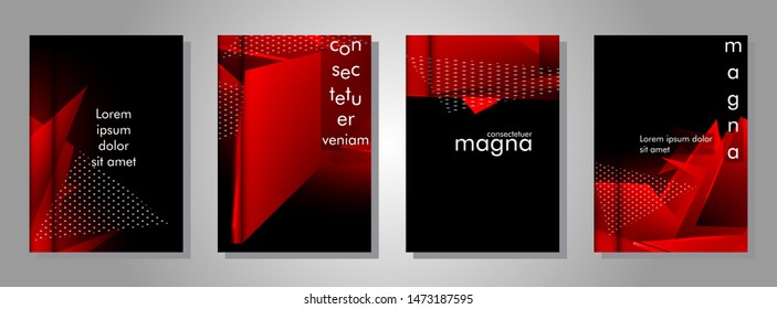 set the book cover the background of the light Triangle. Abstract composition of 3D triangles. Modern geometric red backgrounds isolated black