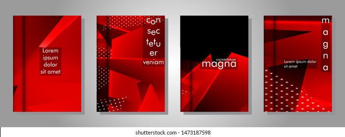 set the book cover the background of the light Triangle. Abstract composition of 3D triangles. Modern geometric red backgrounds isolated black