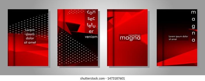 set the book cover the background of the light Triangle. Abstract composition of 3D triangles. Modern geometric red backgrounds isolated black