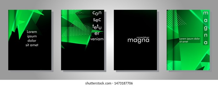 set the book cover the background of the light Triangle. Abstract composition of 3D triangles. Modern geometric green backgrounds isolated black