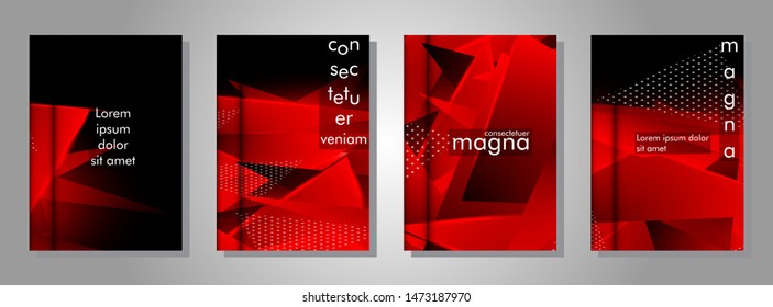 set the book cover the background of the light Triangle. Abstract composition of 3D triangles. Modern geometric red backgrounds isolated black