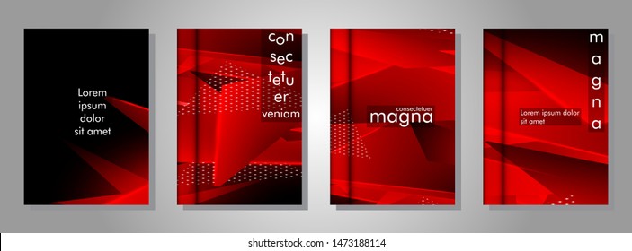 set the book cover the background of the light Triangle. Abstract composition of 3D triangles. Modern geometric red backgrounds isolated black
