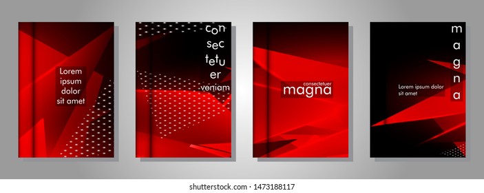 set the book cover the background of the light Triangle. Abstract composition of 3D triangles. Modern geometric red backgrounds isolated black