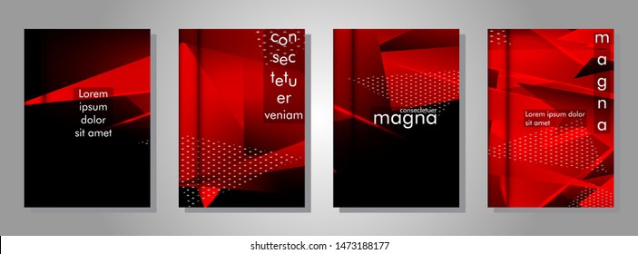 set the book cover the background of the light Triangle. Abstract composition of 3D triangles. Modern geometric red backgrounds isolated black