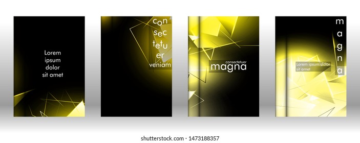 set the book cover the background of the light Triangle. Abstract composition of 3D triangles. Modern geometric yellow backgrounds isolated black