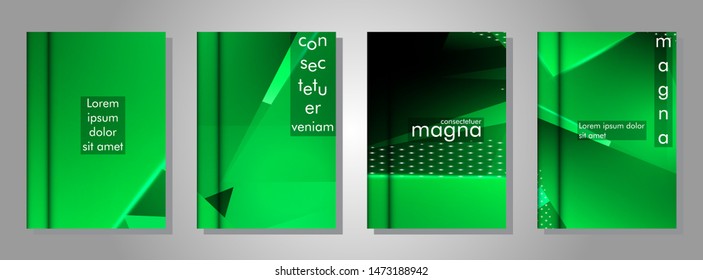 set the book cover the background of the light Triangle. Abstract composition of 3D triangles. Modern geometric green backgrounds isolated black
